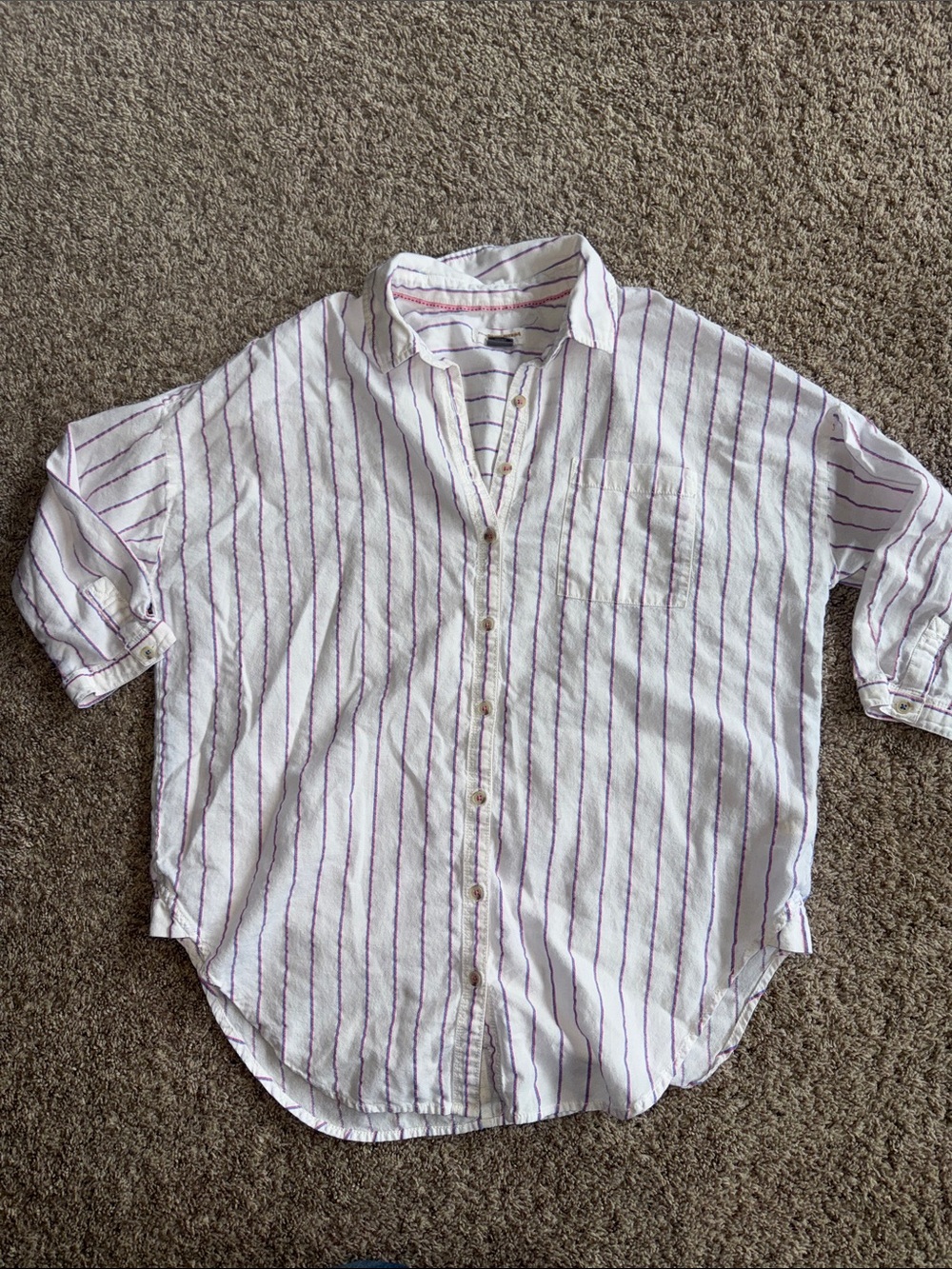 Anthropologie Pilcro white striped oversized button down size small